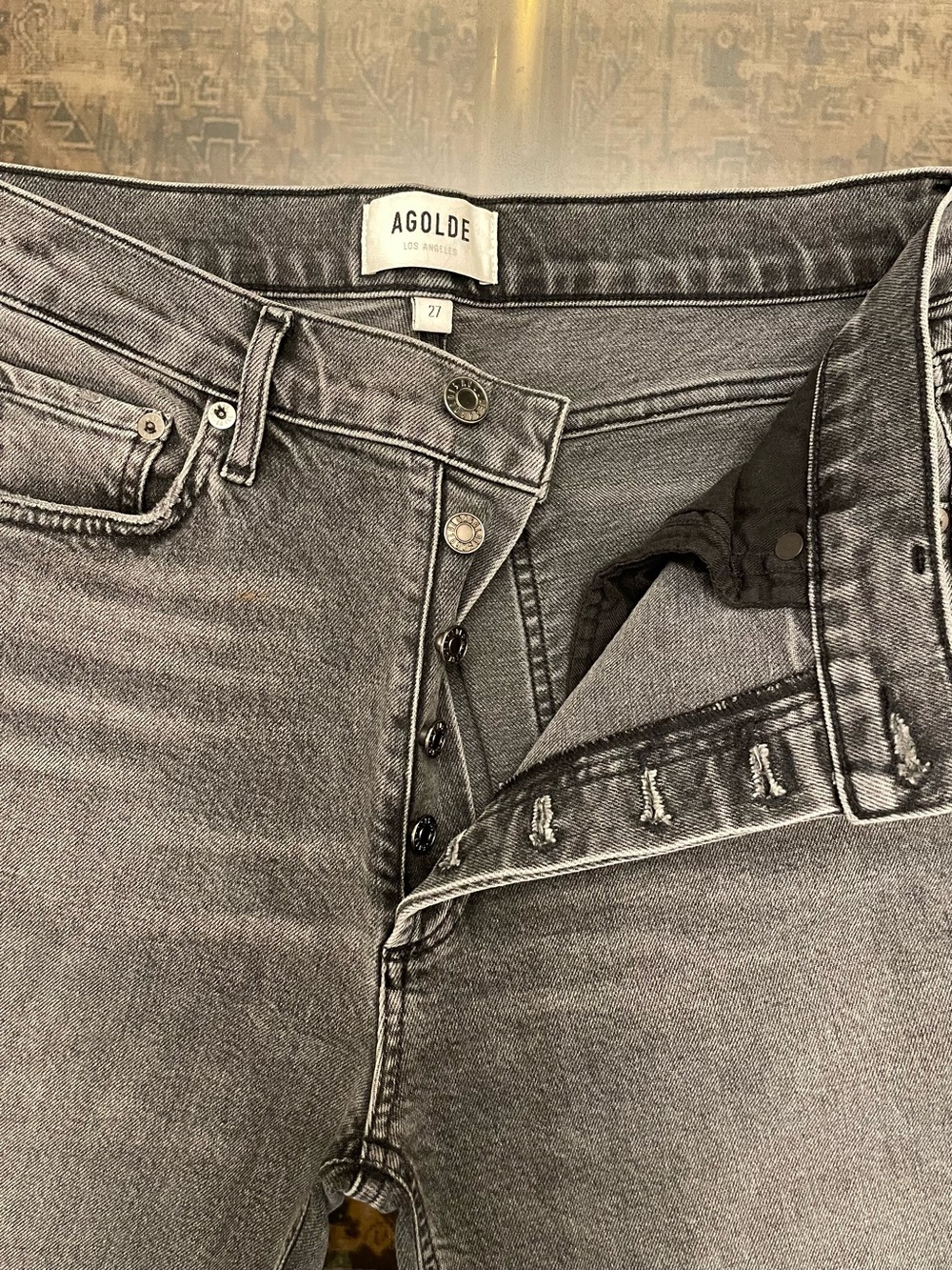 Agolde Women’s Slim Straight Washed Gray Jeans - Picture 3 of 8